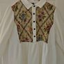 Floral long sleeve blouse for women, elegant bottoned neck, casual wear, white, Image 2