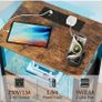 Bedside Table with Charging Station, Small Sofa Side Table with LED Light Image 6
