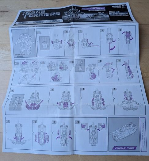 Vintage original Transformers instructions sheet for Deception Brawl 2007