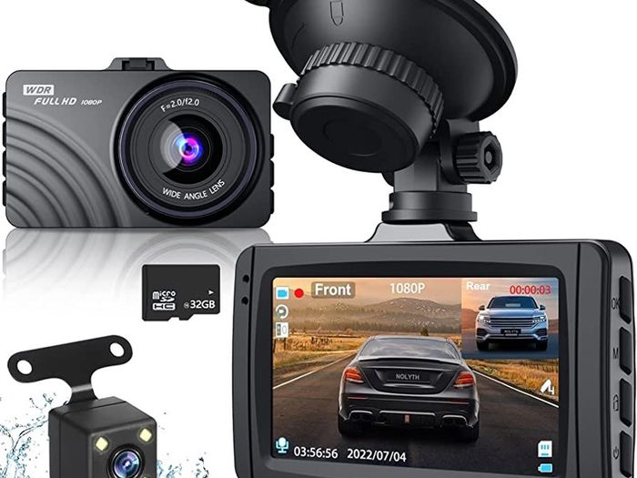 Dash Cam Front and Rear Dashcam 1080P Full HD Dash Camera In Car Camera Dashboard Camera Dash Cams for Cars with Free 32G SD Card, 3" LCD, Night Vision, F2.0, WDR, G-Sensor, Parking Monitor