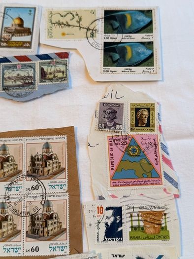 Stamp collection from Qatar, Saudi Arabia, Israel, Jordan, Iraq, Oman and United Arab Emirates