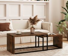 2 Piece Coffee Table Side Table, MDF, Metal