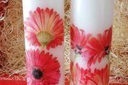 Summer birthday decorative spring red gerberas candle gift set
