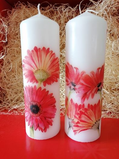 Summer birthday decorative spring red gerberas candle gift set