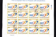 2003 Ireland European Year of People with Disabilities Commemorative Stamp Sheetlet Plate 1A1A1A1A Fine Used with Dublin cancel of 9th May 2003 (First day of issued) on envelope extract.