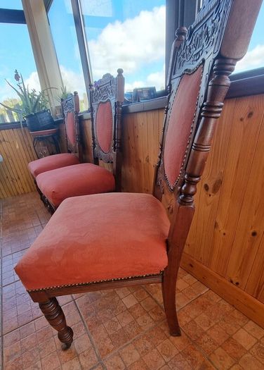 Three Edwardian Upholstered Mahogany Chairs