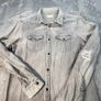 AllSaints Large Grey Distressed Denim Shirt Over Shirt - Cowboy Western Size L Image 4