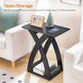 Narrow Side Table, Modern Slim Sofa Table with Open Storage, X-Design Narrow Bedside Table Nightstand for Living Room and Bedroom, Black Image 3