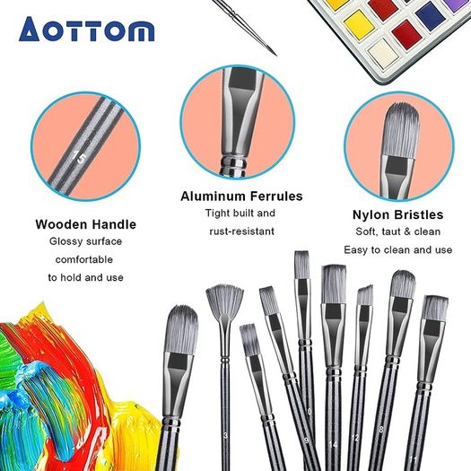 FREE SHIPPING 23 PCS Set Paintbrush, Professional Assorted Shape Soft Hair Bristle Art Brushes, All Purpose Artist Paint Brushes for Premium Adult Detail, Gouache, Acrylic, Oil Painting or Beginner