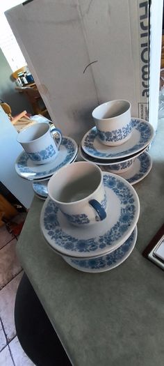 18 Piece Tea / Coffee Set Royal Doulton Cranbourne fine china pattern, labeled with code TC 1032 and made in England.