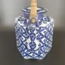 Teapot Blue White Hexagon Shape Brass Handle Floral Image 3