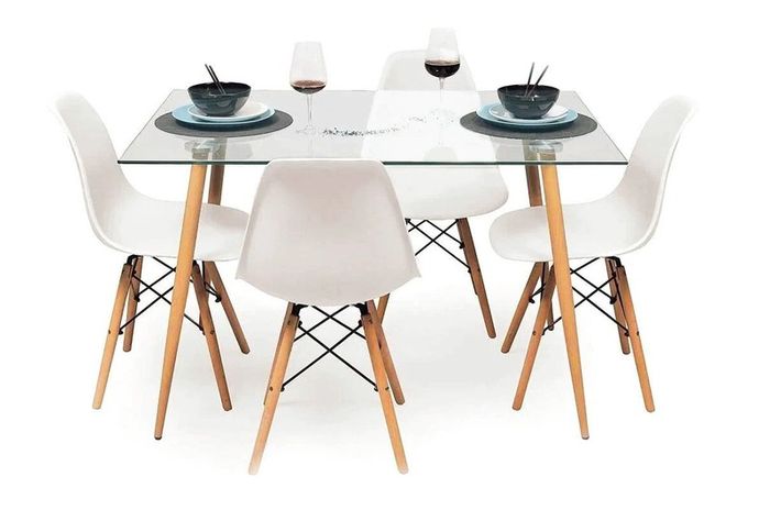 Modern Nordic Dining Set + 4 chairs white