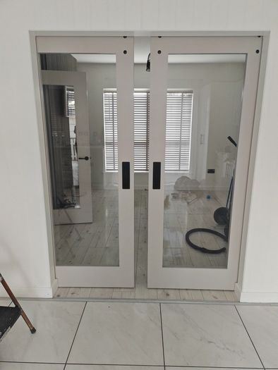 sliding doors with rail same as new..need gone as moving this weekend