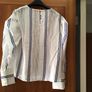 M&S Ladies White & Blue Striped Long Sleeve Blouse Size 14 Image 5