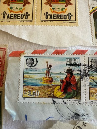 Vintage stamps from Ecuador, Argentina, Peru, Brazil and Guadeloupe 1955 onwards