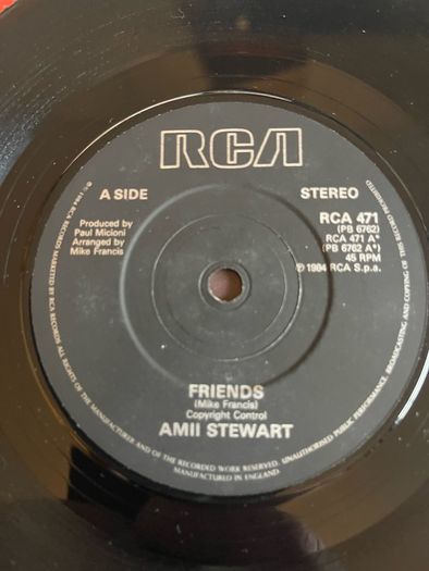 Amy Stewart. Friends picture sleeve vinyl record single in vg+ condition