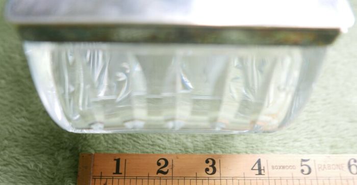 Antique Crystal Cut Glass  Trifle Serving Bowl With Silver Plated Rim and Cover
