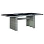 Garden Table Light Grey Poly Rattan and Tempered Glass Image 2