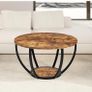 28" Round Coffee Table with Storage,2 Tier Wood Ac Image 6