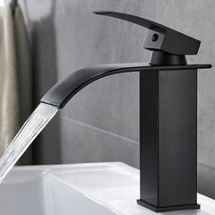 Modern Black Waterfall Basin Tap New