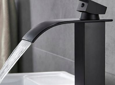 Modern Black Waterfall Basin Tap New