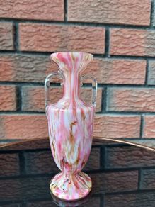 Franz Welz Bohemian Spatter Ware Art Glass Vase
