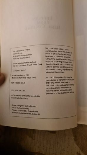 Letters From Irish College. Edited By Rose Doyle. Paperback In Very Good Condition.