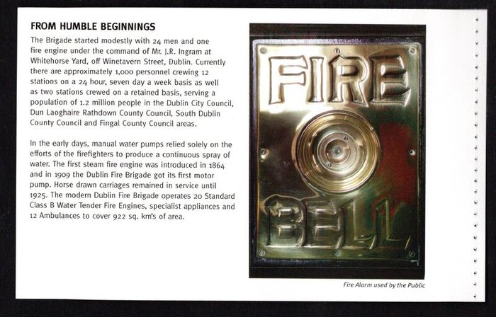 2012 Ireland 150th Anniversary of the Dublin Fire Brigade (DFB) Commemorative Stamp Booklet Mint Never Hinged (MNH)