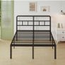 Black Double Bed Frame 4ft 6 with Curved Headboard, Heavy Duty 46 cm High Image 4