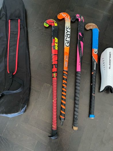 Hockey sticks;  bags & shin guards