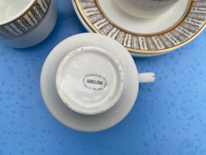 Arklow Pottery cups and saucers. Kingsway pattern.
