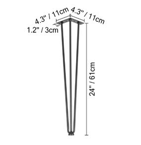 4Pcs Metal Table Legs 24 Inch 3-Rod Hairpin Furniture Legs DIY Home Bench Dining Desk End Coffee Table Feet Accessories