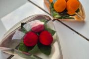 Paperweights x2 Vintage Midcentury Lucite fryit paperweights