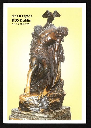 2010 Ireland Stampa Exhibition Card Showing Cuchulain statute (Oliver Sheppard RHA 1865-1941) on Front.
