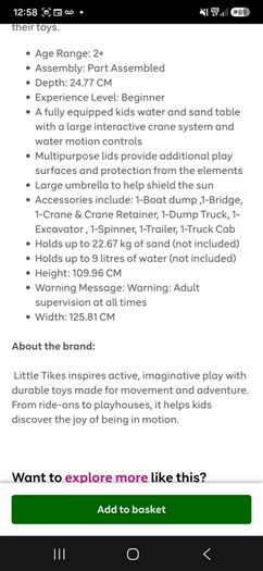 Sand and water table