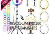 Light with Tripod Stand &amp; Phone Holder - 10 inch Selfie LED Ringlight Dimmable Desktop Lamp 40 Colors RGB Tall Circle Light for Camera Makeup Video (FREE SHIPPING)