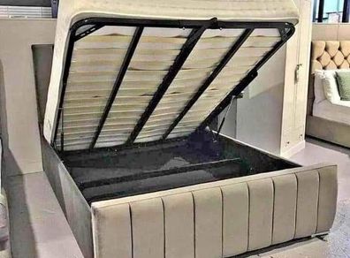 Luxury Plush Velvet Tower Art Deco Ottoman Storage Bed Frame Gas Lift Up (plush Cream, 4ft 4ft6 Double Small Double)