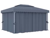 Gazebo with Curtain 4x3 m Anthracite Aluminium
