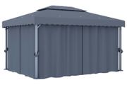 Gazebo with Curtain 4x3 m Anthracite Aluminium
