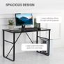Computer Desk with World Map Printing Tempered Glass Top, Writing Desk for Home Office with Metal Frame, Black Image 5