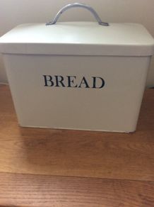 Vintage Like - Shabby Chic Enamel Rectangular Light Grey Bread Bin in good clean condition