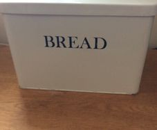 Vintage Like - Shabby Chic Enamel Rectangular Light Grey Bread Bin in good clean condition