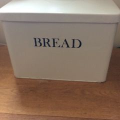 Vintage Like - Shabby Chic Enamel Rectangular Light Grey Bread Bin in good clean condition