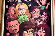 Scream pixel art poster Autographed by Rose McGowan and David Arquette