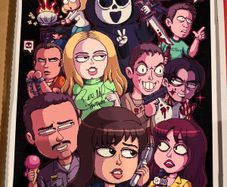 Scream pixel art poster Autographed by Rose McGowan and David Arquette