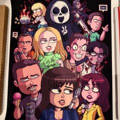 Scream pixel art poster Autographed by Rose McGowan and David Arquette