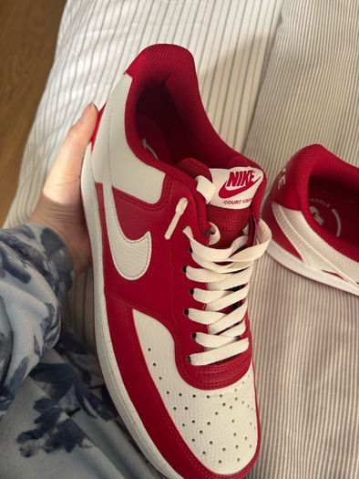 Nike court vision low white and red trainers