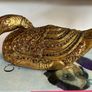 Vintage Gilded Carved Duck with coloured glass inset decoration Image 6