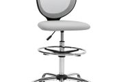 Mesh ergonomic office chair, drafting chair, height and footrest adjustable, 59 x 59 x 106-126 cm, gray