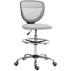 Mesh ergonomic office chair, drafting chair, height and footrest adjustable, 59 x 59 x 106-126 cm, gray